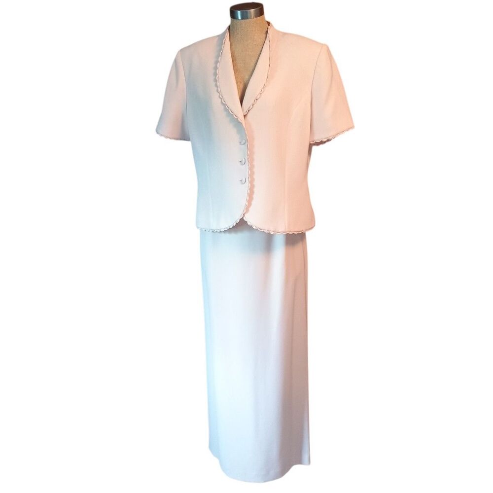 Albert Nipon Skirt Suit Womens Size 14 Pink Party Cocktail